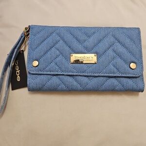 Bebe Blue Quilted Women's Clutch/Wallet